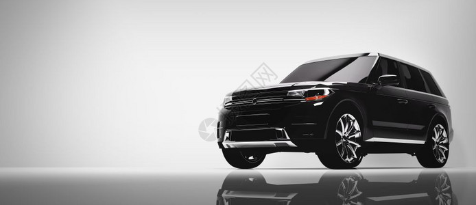 白色背景的黑SUV车无牌辆现代汽设计3D插图白色背景的黑SUV车图片