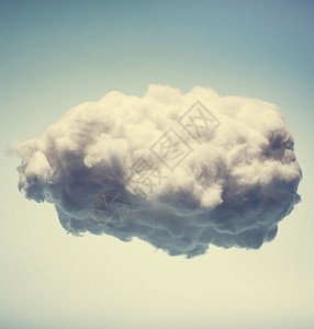 蓝色背景的白棉云天气和数据存储符号图片