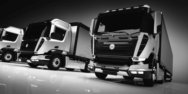 现代卡车队运输商业无品牌设计3D说明图片
