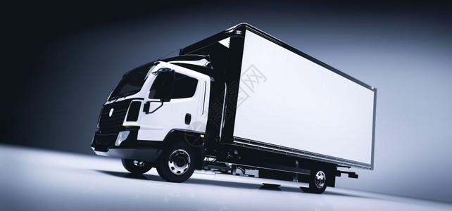 现代白色卡车轻背景运输商业无品牌设计3D插图图片