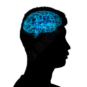 大脑的人类头部形状环光影阿尔茨海默白背景的疾病未来技术概念中的人工智能3d插图图片