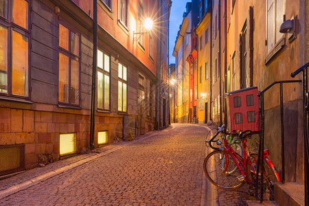 瑞典首都斯德哥尔摩老城的GamlaStan图片