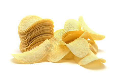 土豆薯片孤立的白色背景图片