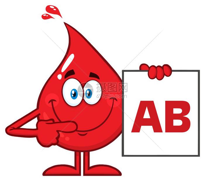红色血滴卡通字符显示有血型ab的董事会矢量一说明在透背景上分离插画图片下载 正版图片 摄图网