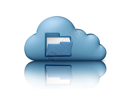 文件存储带夹的蓝云3D插图计算机标白色上孤立云计算概念图片