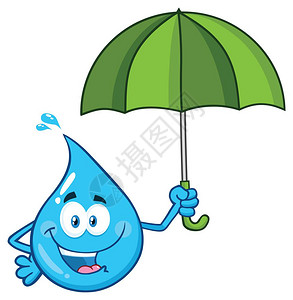 拿雨伞的卡通拟人水滴图片
