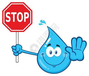 手持禁止标牌的卡通拟人水滴背景图片