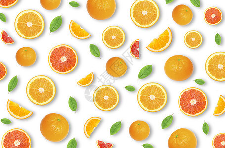 白底橙柑橘切片模式图片