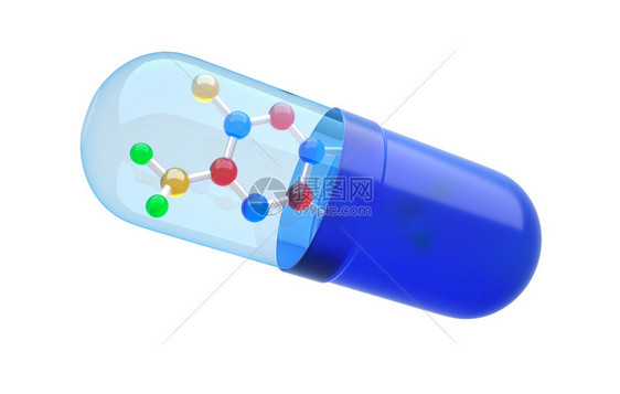 配有新方的药物胶囊3D插图图片