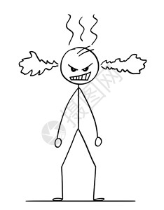 欧曼卡通棍图绘制愤怒的男子或商人概念插图插画