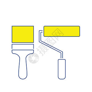 建筑油漆画笔图标细线设计矢量图解图片
