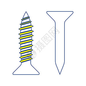 螺钉和子图标细线设计矢量插图图片