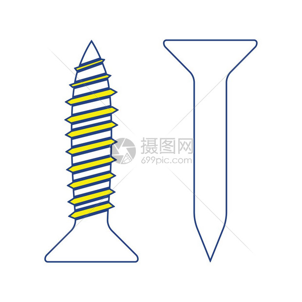 螺钉和子图标细线设计矢量插图图片