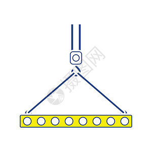 用绳索吊起钩上的板块图标细线设计矢量插图图片
