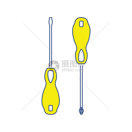 螺丝起子图标细线设计矢量插图图片