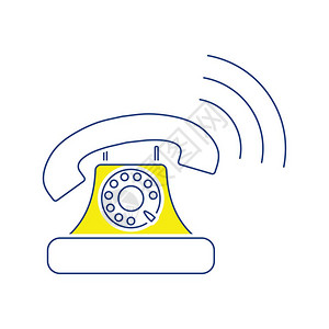 热线矢量旧电话图标细线设计矢量插图背景