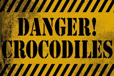 危险鳄鱼标记黄色带条纹3D图片