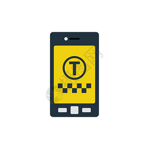 出租车服务移动应用程序图标平面彩色设计矢量插图图片