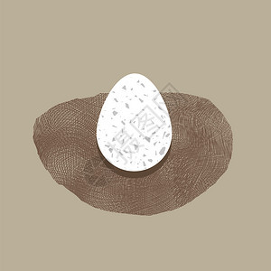 棕色背景上孤立的雀巢和鸡蛋图标图片