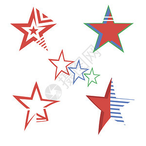 红色恒星闪电概念高级符号现代恒星设计元素白色背景上孤立的元素红色星光概念现代设计元素背景图片