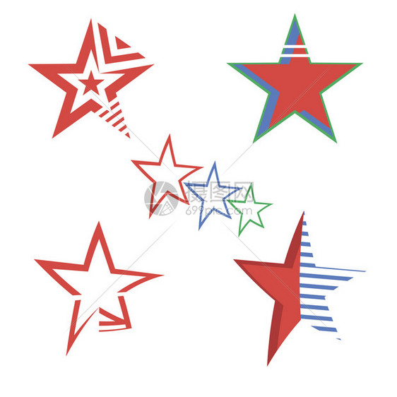 红色恒星闪电概念高级符号现代恒星设计元素白色背景上孤立的元素红色星光概念现代设计元素图片