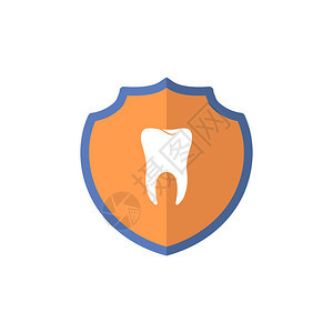 盾牌Logo类型白背景上的清洁牙保护信号卫兵标志医疗图清洁牙保护信号医疗图标图片