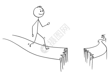 障碍和风险插画  |宾馆工作人员用绳索装饰设计时所画的副手bellboy