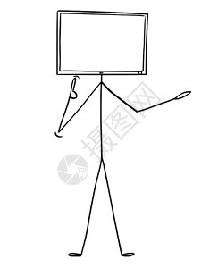 用计算机电视或监器作为头部来绘制字符概念插图的卡通棒您的文本空间以电脑或视监器作为头部的卡通插图图片