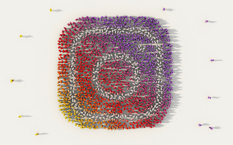 形成现代线条摄影机社交媒体Instagram符号和白人背景的社区概念一大批人图片