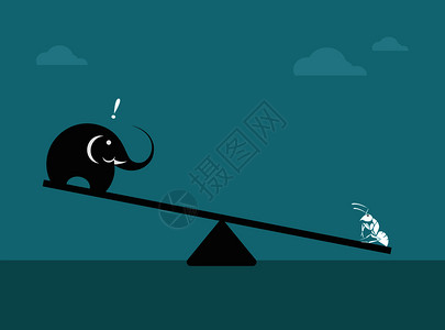 长江量安大象和蚂蚁的矢量图像插画