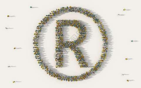 形成r标志或注册社会媒体商标符号志和白人背景社区概念中的商标符号一大批人聚在起图片