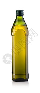 白底孤立的瓶子中橄榄油图片