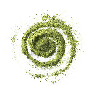 摘要用白背景孤立的绿色日本Matcha茶粉绘制摘要图片