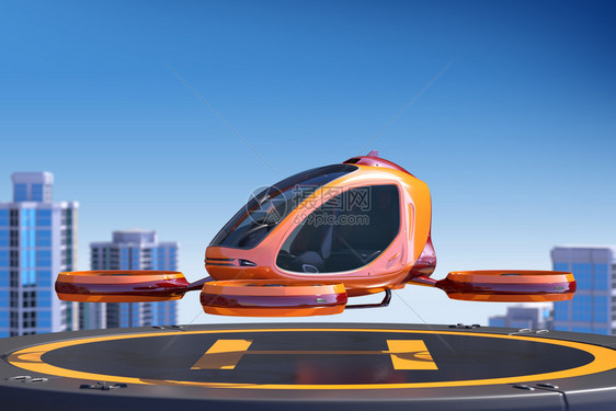 无人驾驶乘客降落在大楼顶部这是一个3D模型实际生活中存在示例乘客无人驾驶降落在大楼顶部图片