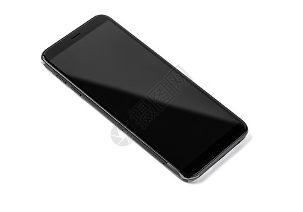 黑色现代智能手机有空白屏幕表面是黑现代智能手机在白色背景上被孤立图片