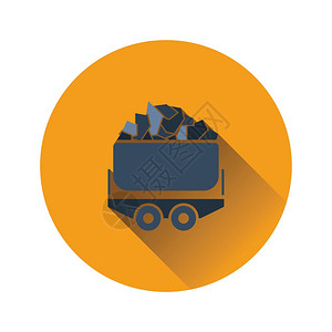 矿煤电车图标平面彩色设计矢量插图图片