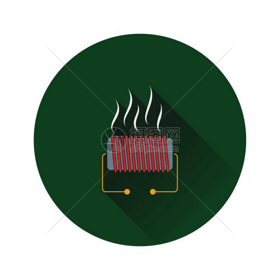 电气加热器图标平面彩色设计矢量插图图片