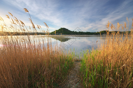 湖上的阳光大自然构成图片