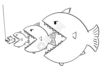 大鱼吃小鱼简笔画图片