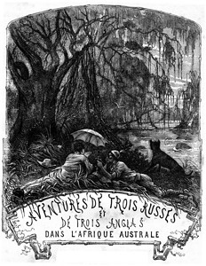 在奥兰治河岸上刻有古老的插图JulesVerne3Russian和English1872年图片