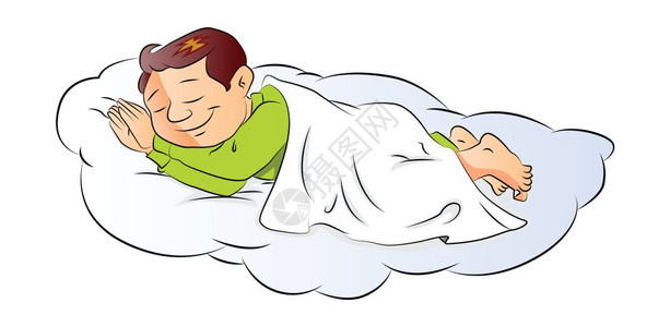 男性睡觉一个可爱的男孩睡觉矢量插图插画