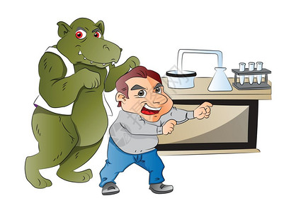 海德哲基尔与我实验室中模仿人类动物矢量图插画