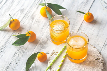 两杯橙汁图片