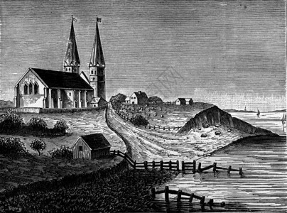 178年的Reculver教堂海洋的侵蚀186年人类面前的地球图片