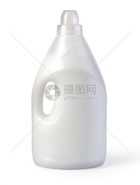 白色背景上隔离的可塑洗涤剂容器图片