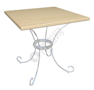 广场木制咖啡桌立体插图木制咖啡桌以白色背景隔离图片
