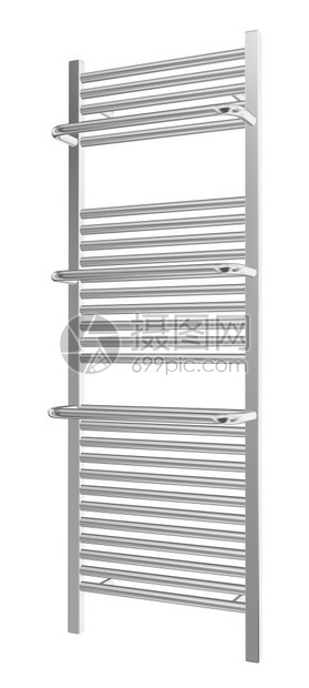 以白色背景隔离的挂壁式毛巾架配有铬加工3个插图图片