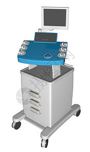 EGC或心电图设备3D插以白色背景隔离图片