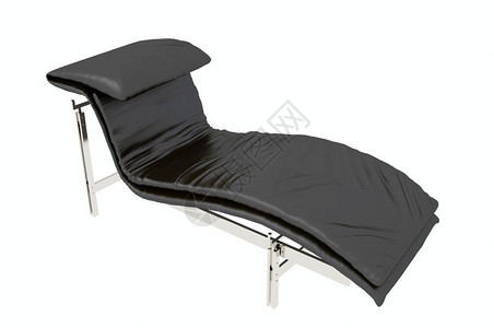 皮革放松椅黑色金属框架3D插图图片