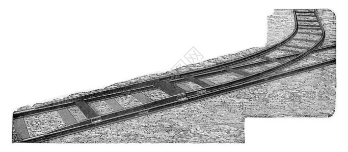Decauville的脱轨即刻连接一条辅助车道在一条现有路的任何一点上不剪切刻的老式插图图片